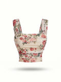 Cream Floral Printed Crop