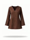 Brown V-Neck Full Sleeve Kurti