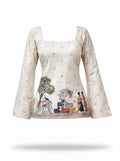 White Artistic Printed Stylish Kurti