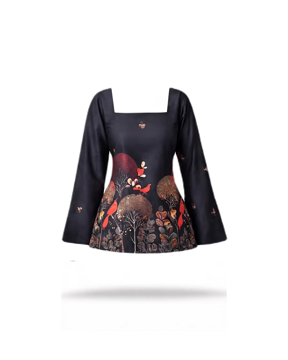 Black Artistic Printed Stylish Kurti