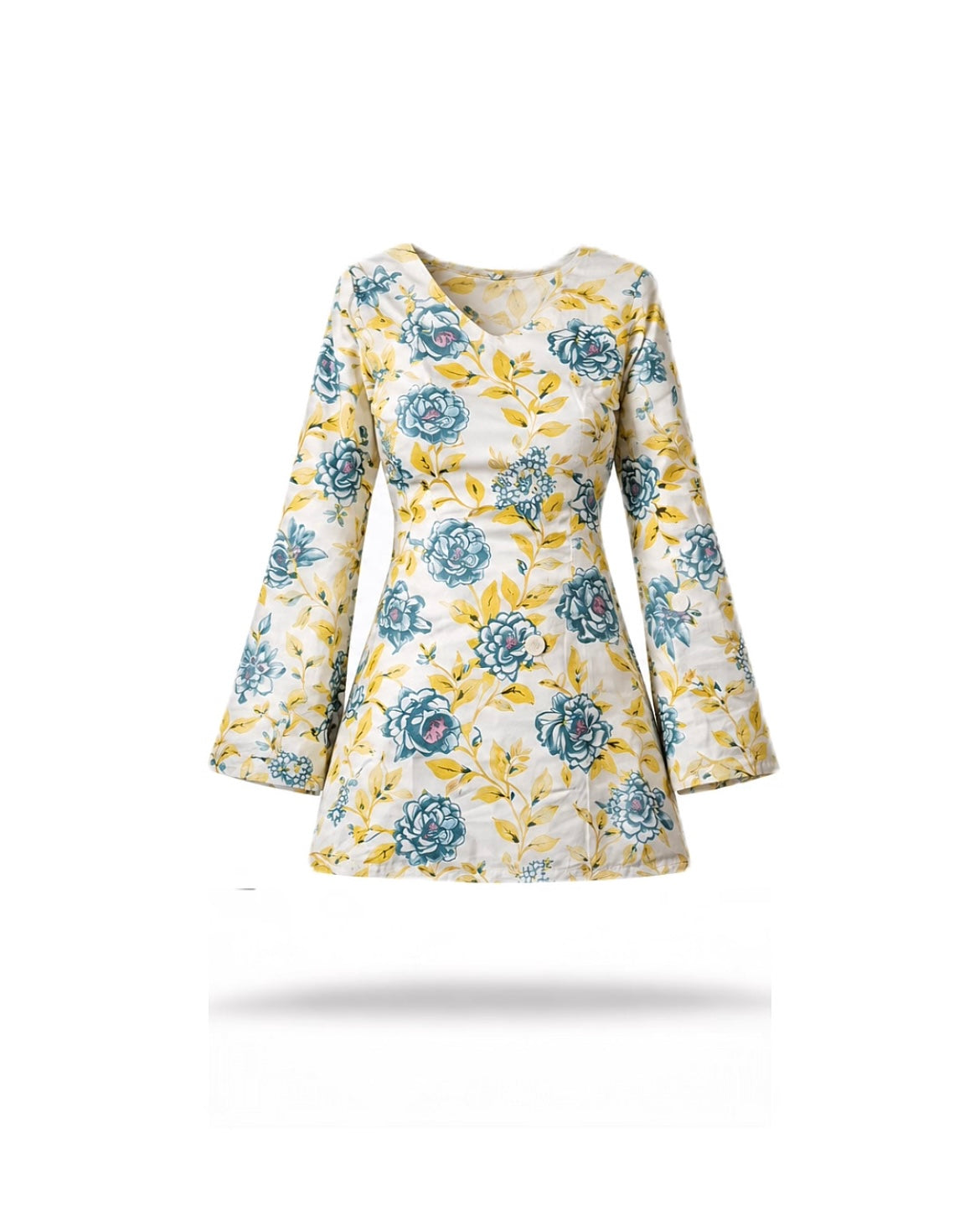 White Floral Printed Casual Kurti