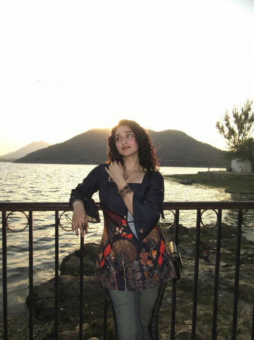 Black Artistic Printed Kurti