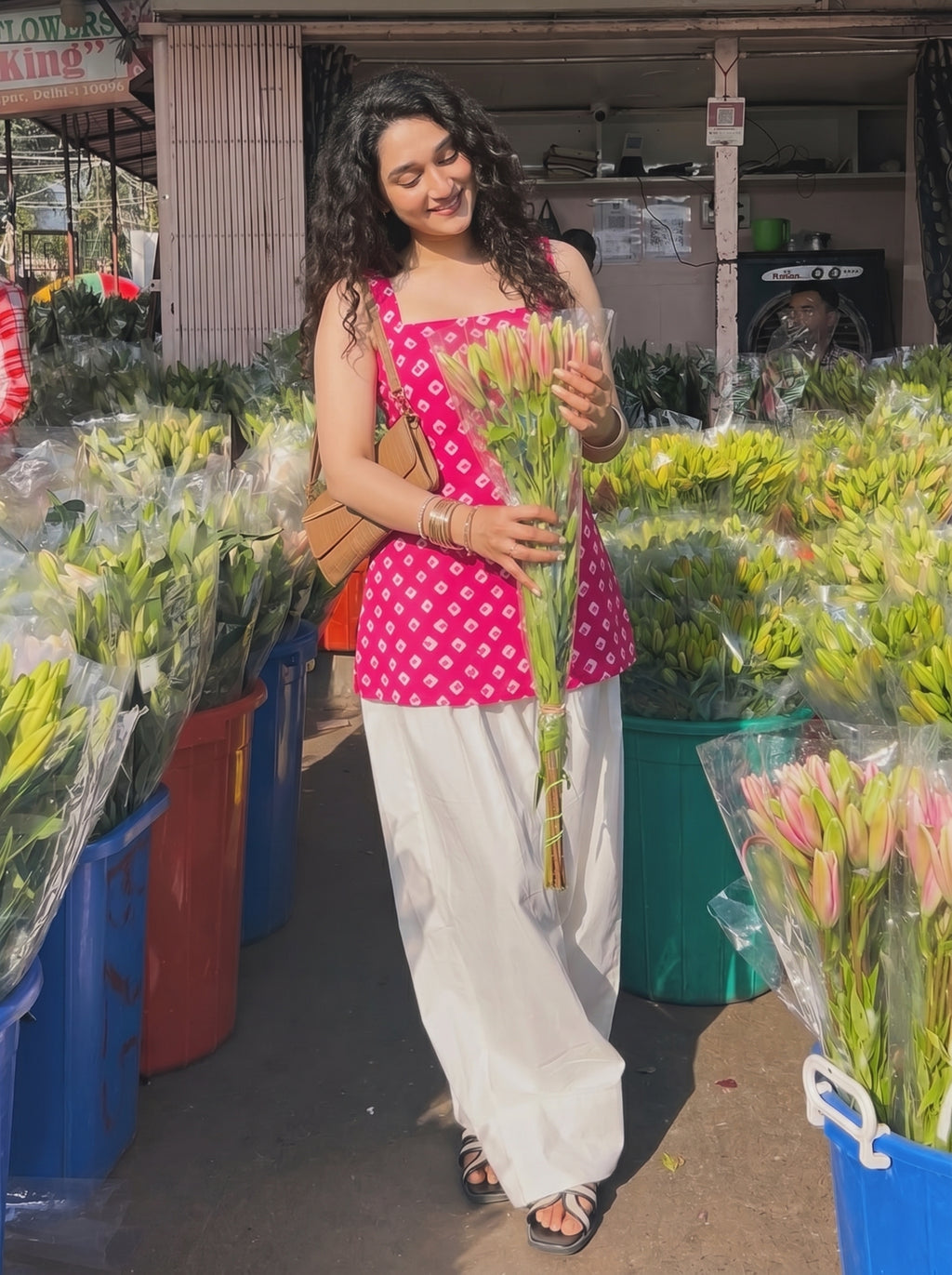 Pink Printed Sleeveless Casual