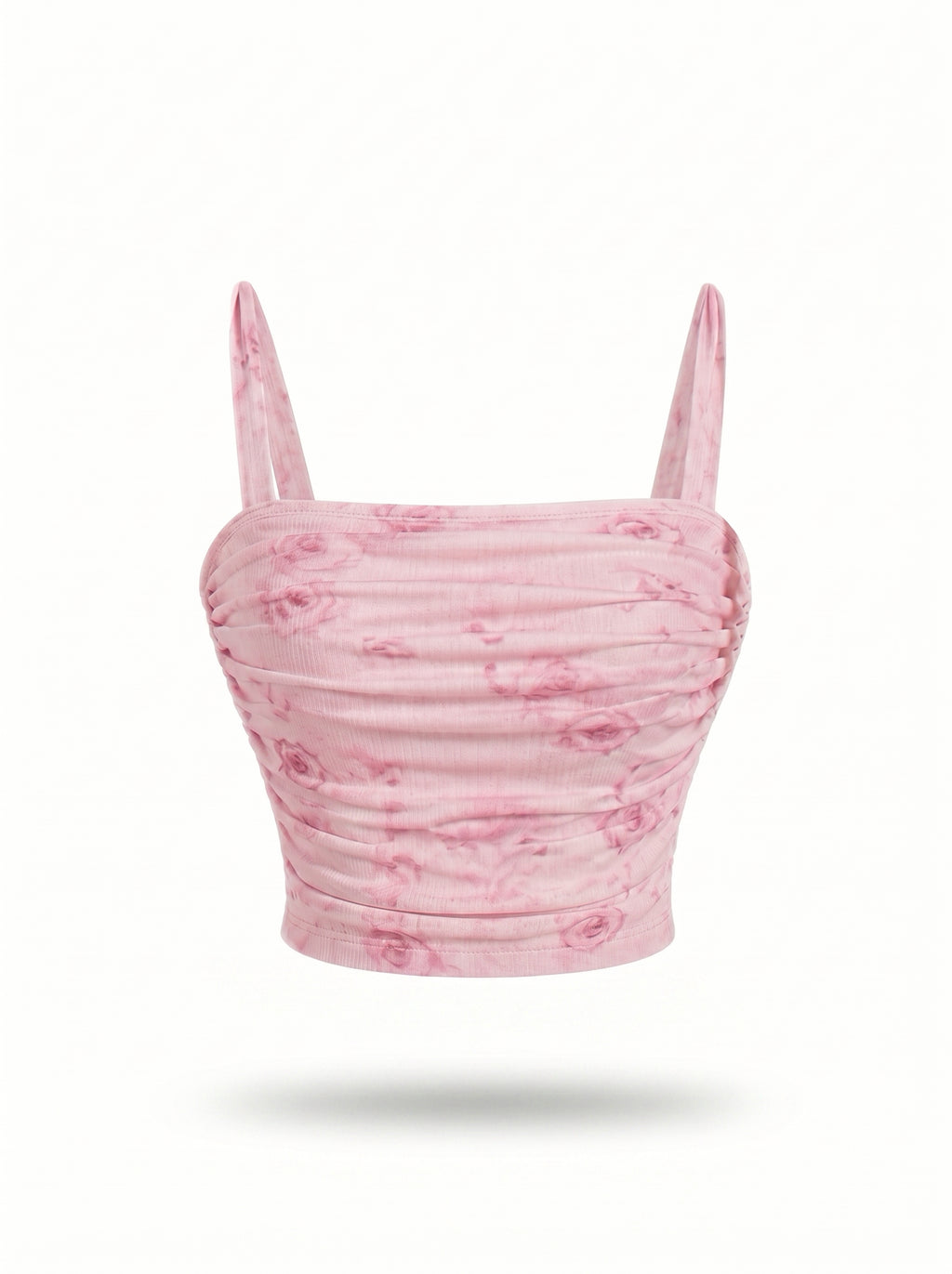 Pink Floral Ruched Crop