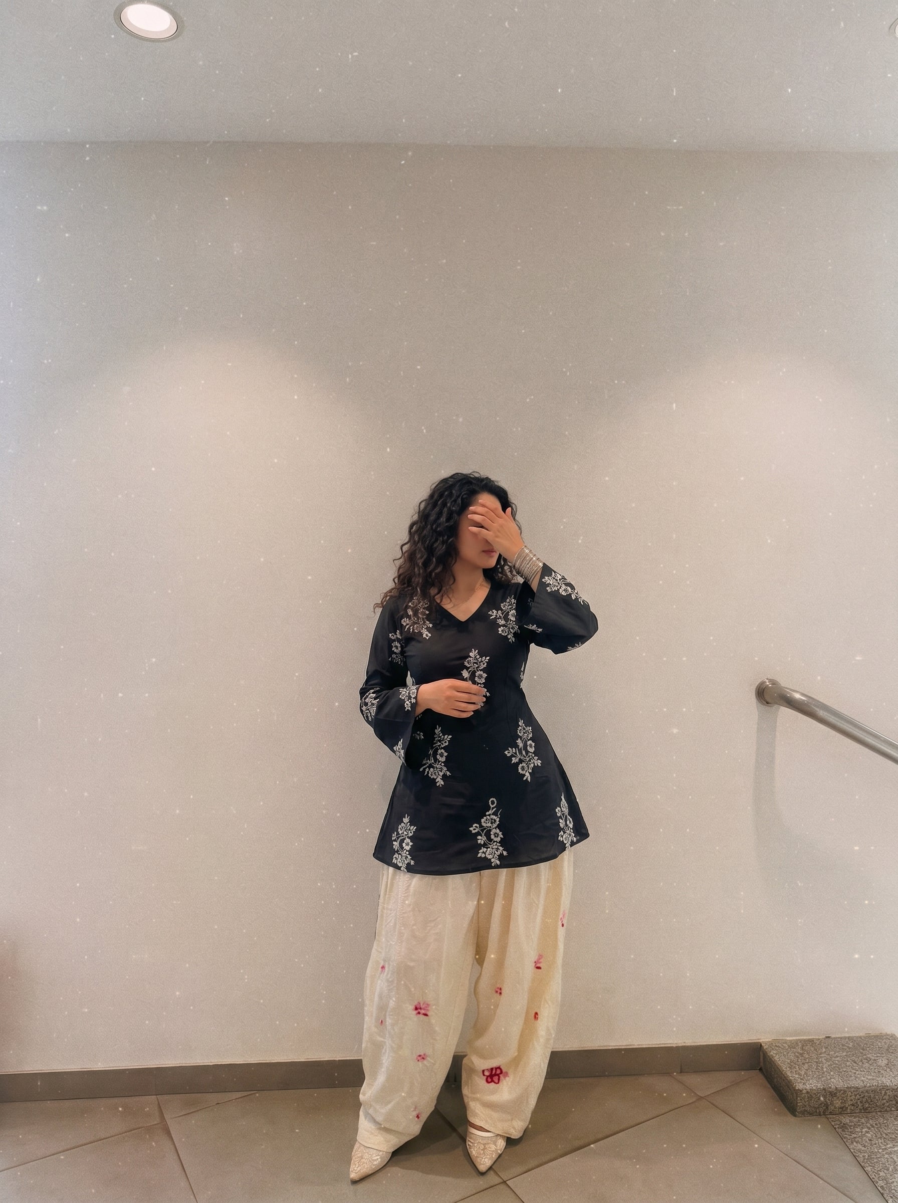 Black Floral Stylish Kurti
